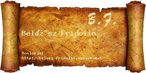 Belász Fridolin névjegykártya